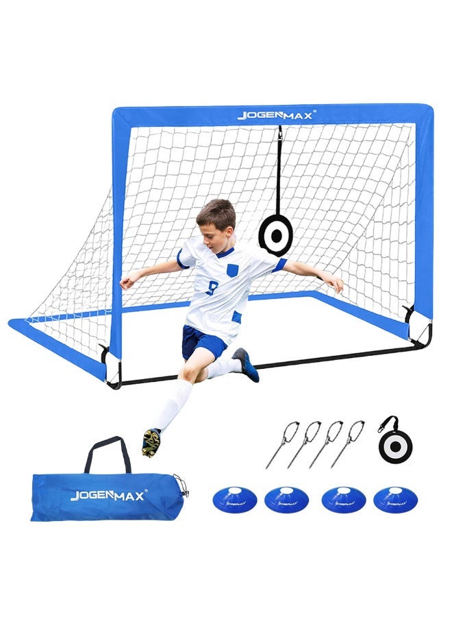 دي إم جي تك أهداف كرة القدم للأطفال للحديقة الخلفية، مجموعة منشأة 1.8×0.9 متر شباك التدريب مع الهدف، شباك كرة القدم المنفرد للصغار مع كرة القدم، مجموعة كرة القدم للأطفال والشباب للعب خارجية والرياضة - Image 1